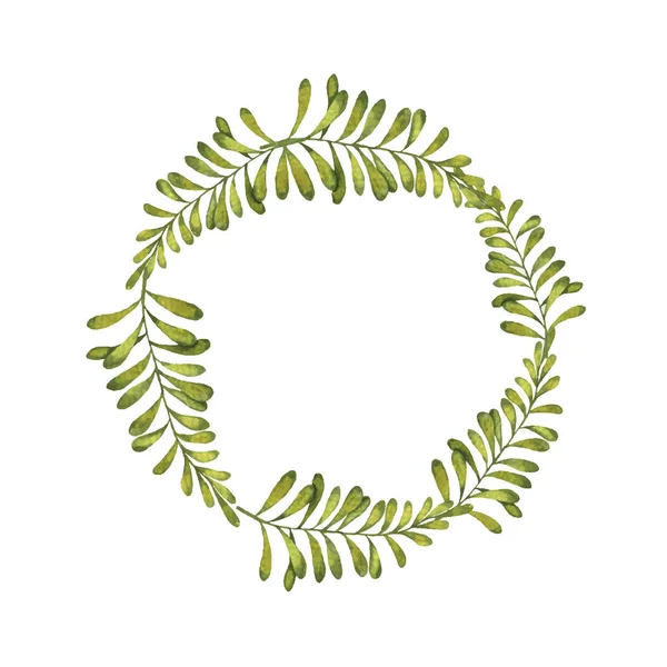 Векторная Иллюстрация Дизайна Красивого Весеннего Венка Зеленых Листьев — стоковый вектор