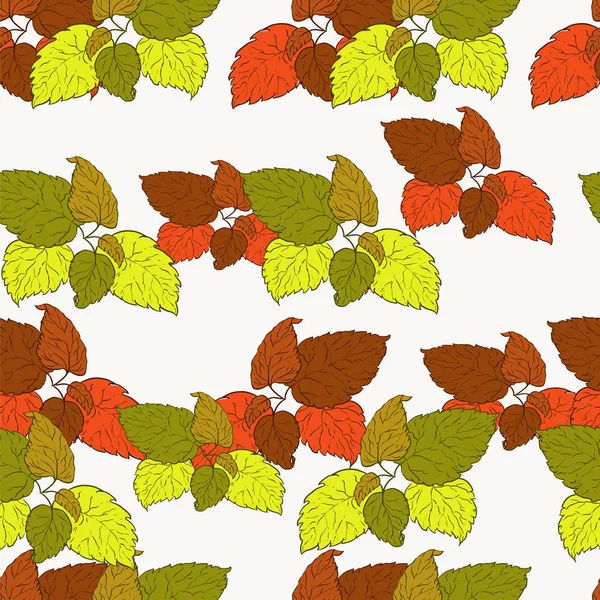 Hösten Sömlösa Mönster Med Gula Och Oranga Löv Vektorillustration — Stock vektor
