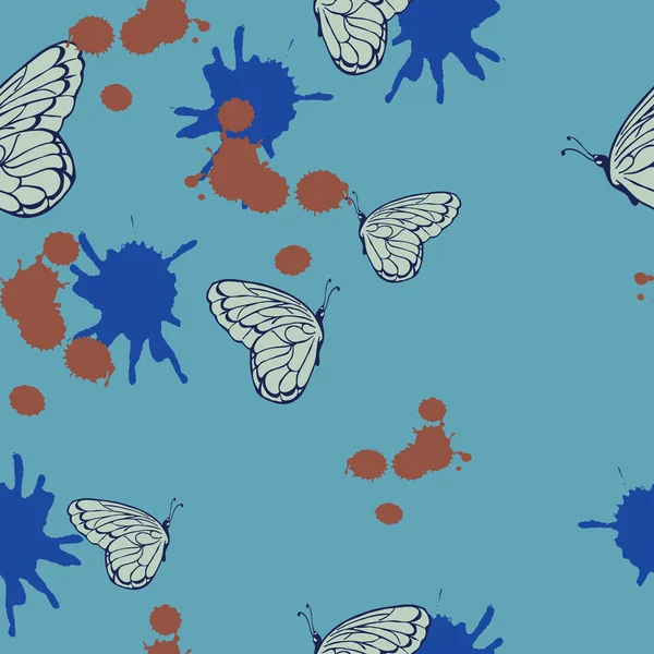 Безшовний Візерунок Метеликами Підтяжками Рука Намальована Векторні Ілюстрації — стоковий вектор