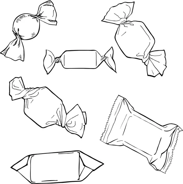 Diseño Ilustración Vectorial Sabrosos Caramelos Aislados Sobre Fondo Blanco — Vector de stock
