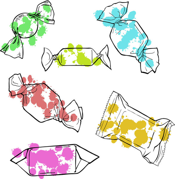 vector illustration design of tasty caramel candies isolated on white background