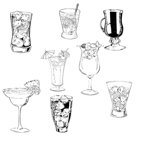 Vektor Illustration Design Von Frischen Cocktails Auf Hintergrund Gesetzt — Stockvektor