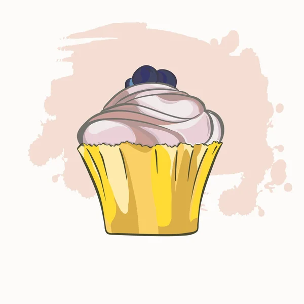 Vector Illustration Design Sweet Cupcake Isolated White Background — Stock Vector