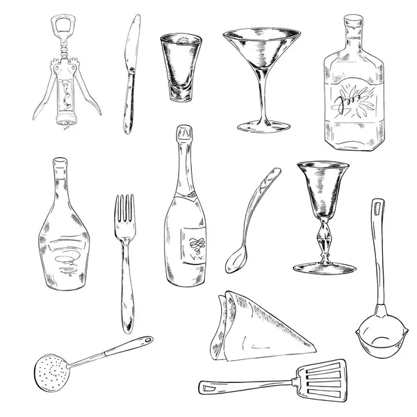 Diseño Ilustración Vectorial Vasos Botellas Sobre Fondo — Archivo Imágenes Vectoriales