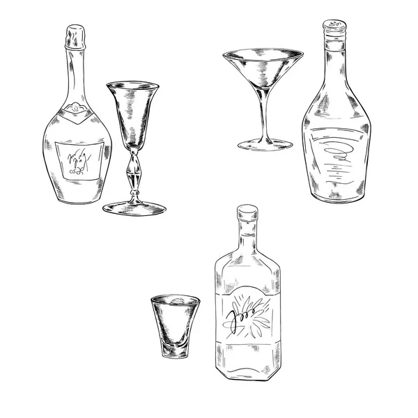Векторная Иллюстрация Дизайна Бокалов Бутылок Заднем Плане — стоковый вектор