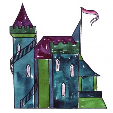 vektör çizim tasarım kale desen güzel suluboya resim 