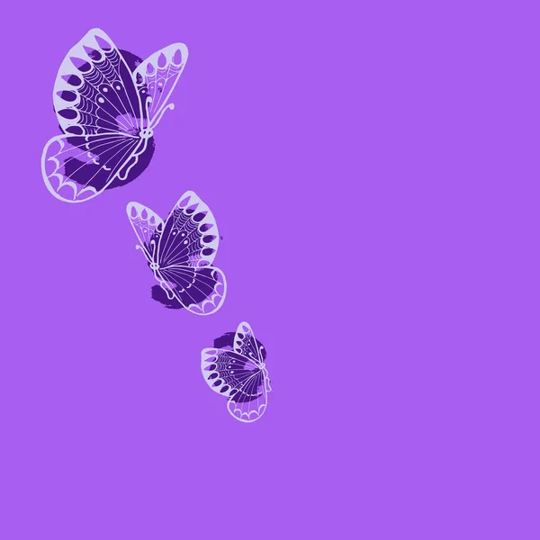 Векторная Иллюстрация Рисунка Бабочек Фиолетовом Фоне — стоковый вектор