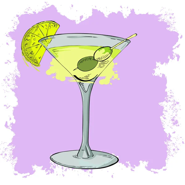 Vektor Illustration Design Von Frischen Sommer Cocktail Mit Zitrone Auf — Stockvektor