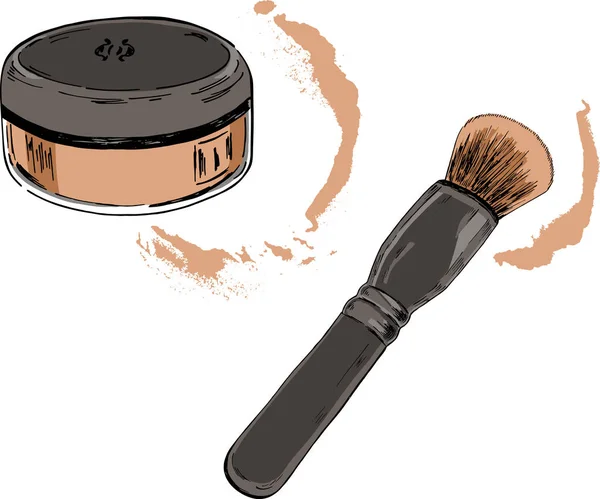 Vektor Illustration Utformningen Makeup Ikonen Med Puder För Hud Bakgrund — Stock vektor