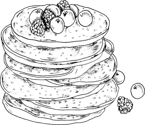 Vektor Gambar Desain Pancake Manis Diisolasi Pada Latar Belakang Putih - Stok Vektor