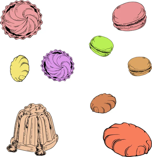 Векторная Иллюстрация Дизайна Сладких Цветных Печенье Изолированы Белом Фоне — стоковый вектор