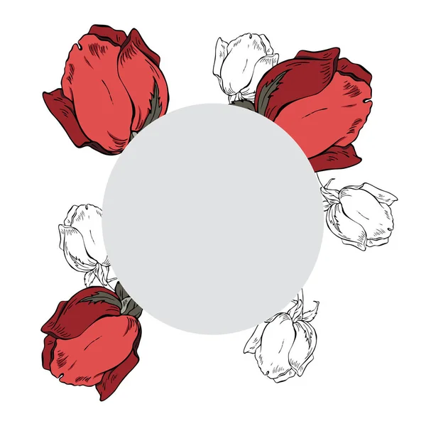 Wektor Ilustracja Projektowania Wzorca Czerwone Kwiaty Białym Tle — Wektor stockowy