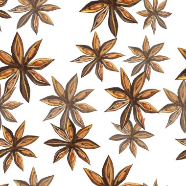 kurutulmuş anason yıldız Dikişsiz desen beyaz arka plan üzerinde güzel gösteren resim