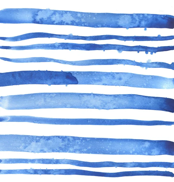 Watercolor Painting Blue Stripes Seamless Pattern Background — Stock Photo, Image