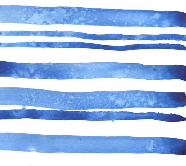 Akwarela Malarstwo Niebieskie Pasy Bezszwowe Wzór Tła — Zdjęcie stockowe