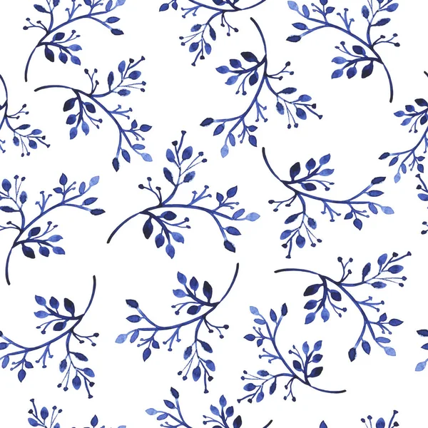 Vector Illustration Design Beautiful Blue Branches Seamless Pattern Background — Stock Photo, Image