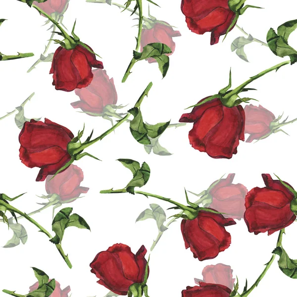 Piękna Ilustracja Czerwone Róże Kwiaty Wzór Tła — Zdjęcie stockowe
