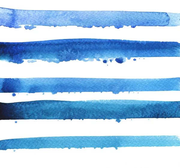 Watercolor Painting Blue Stripes Seamless Pattern Background — Stock Photo, Image
