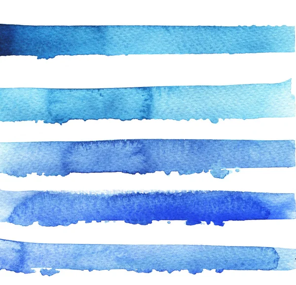 Aquarel Schilderij Van Blauwe Strepen Naadloze Patroon Achtergrond — Stockfoto