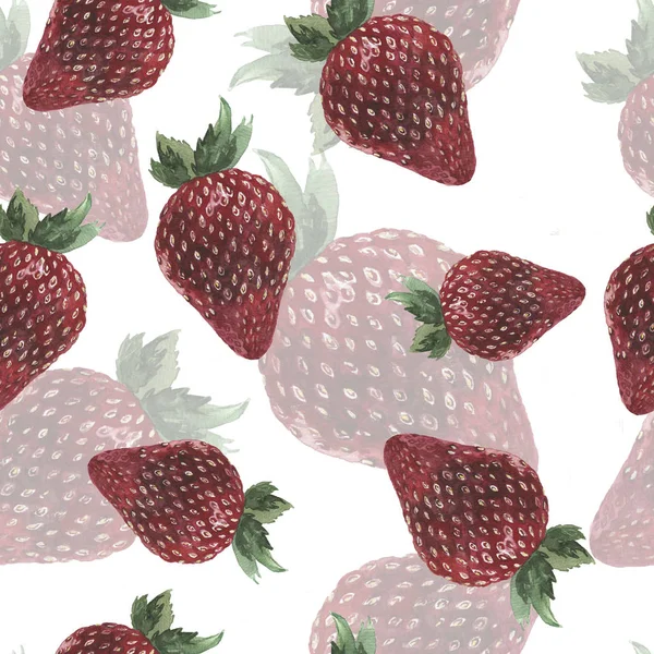 Watercolor Painting Fresh Strawberries Background — Stock Photo, Image