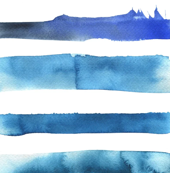 Watercolor Painting Blue Stripes Seamless Pattern Background — Stock Photo, Image