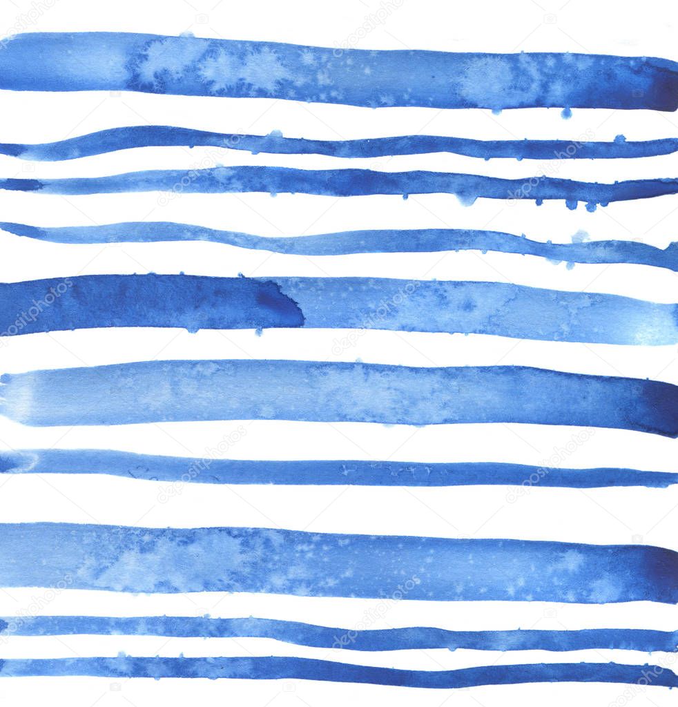 watercolor painting of blue stripes seamless pattern background