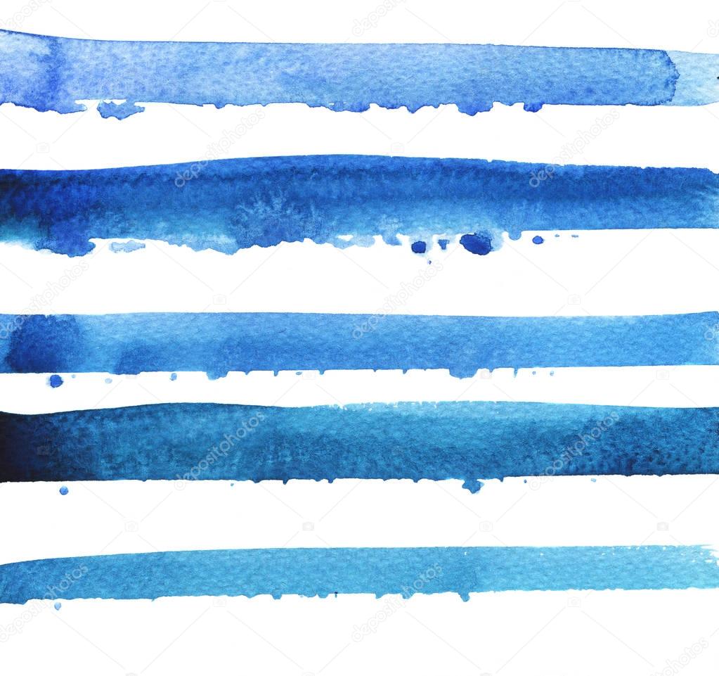 watercolor painting of blue stripes seamless pattern background