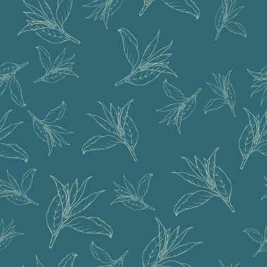 Dikişsiz desen arka plan vektör çizim güzel çay yaprakları 