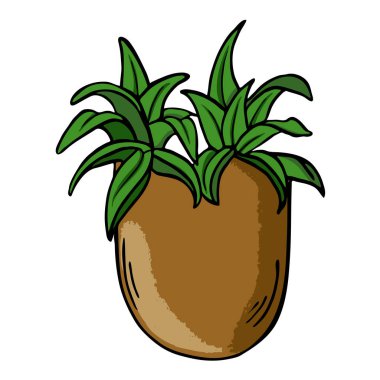 güzel bahar yeşillik çiçek tencerede vektör çizim tasarımı  