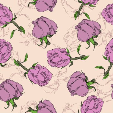 vektör çizim tasarım güzel güller çiçek Dikişsiz desen arka plan