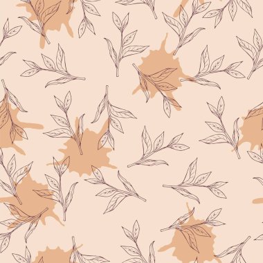 Dikişsiz desen arka plan vektör çizim güzel çay yaprakları 