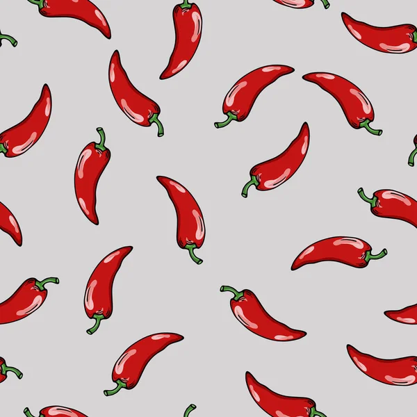 Vektor Illustration Utformningen Vackra Röda Chilipeppar Sömlös Bakgrund — Stock vektor