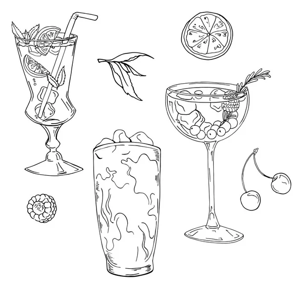 Vektor Illustration Design Von Frischen Sommer Cocktails Auf Hintergrund Gesetzt — Stockvektor