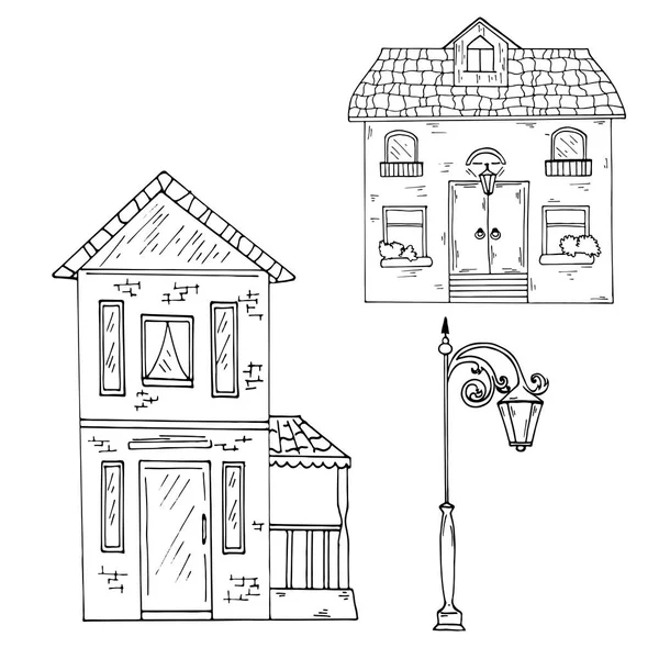 Vektor Illustration Design Der Schönen Handgezeichneten Malerei Des Landhausmusters — Stockvektor