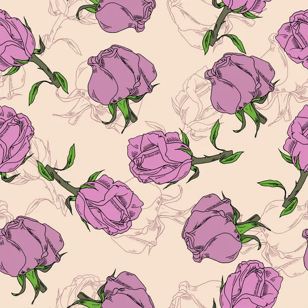 vektör çizim tasarım güzel güller çiçek Dikişsiz desen arka plan