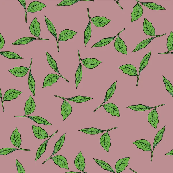 Векторна Ілюстрація Зеленого Листя Безшовний Візерунок Фоні — стоковий вектор