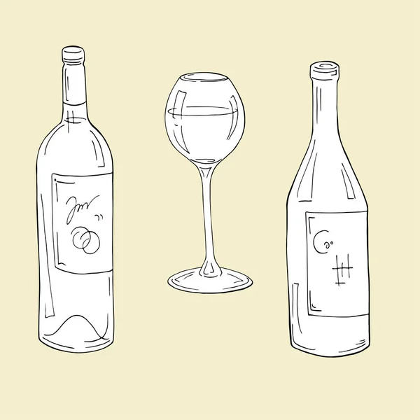 Vektor Illustration Design Von Glas Und Flaschen Auf Hintergrund Gesetzt — Stockvektor