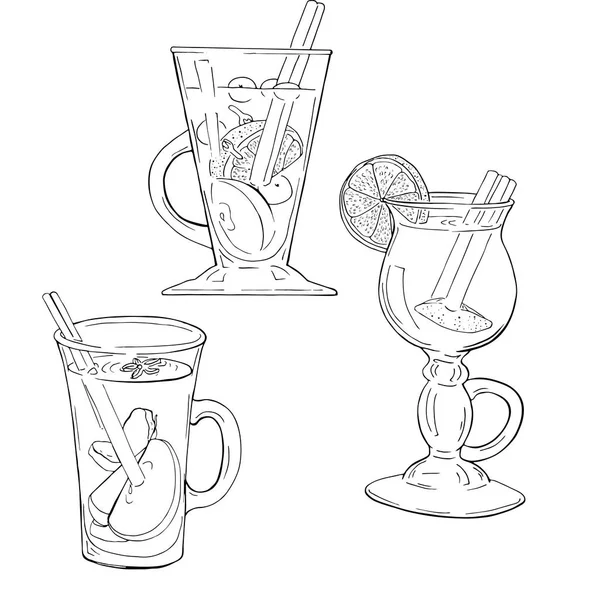 Vector Illustration Design Fresh Summer Cocktails Set Background — Stock Vector