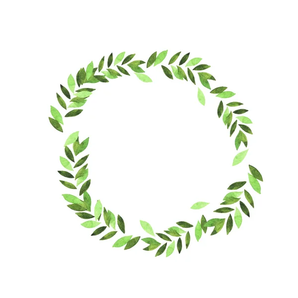 Векторная Иллюстрация Дизайна Красивой Акварельной Живописи Венка Зелеными Листьями — стоковый вектор