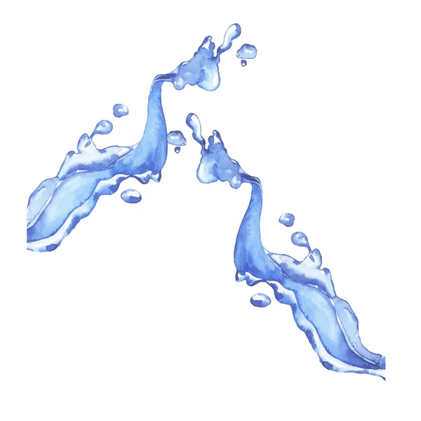 Aquarel Schilderij Van Schone Blauwe Water Splash Patroon Achtergrond — Stockvector