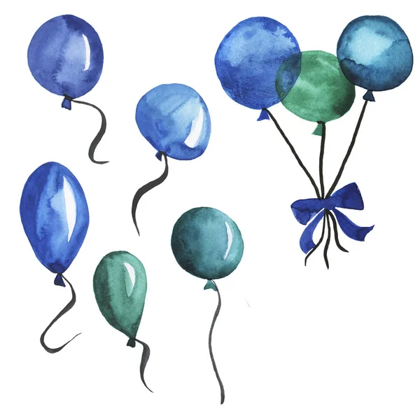 Aquarelle Peinture Ballons Bleus Fond Motif Sans Couture — Photo