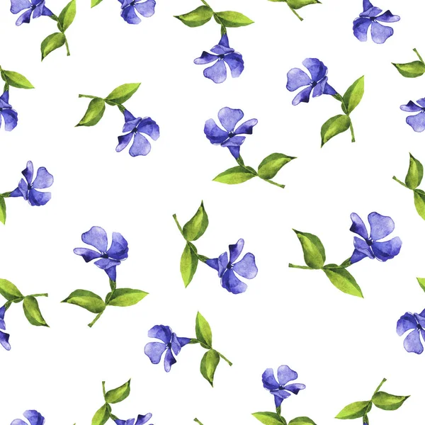 Bela Pintura Aquarela Flores Sino Azul Sem Costura Fundo Padrão — Fotografia de Stock