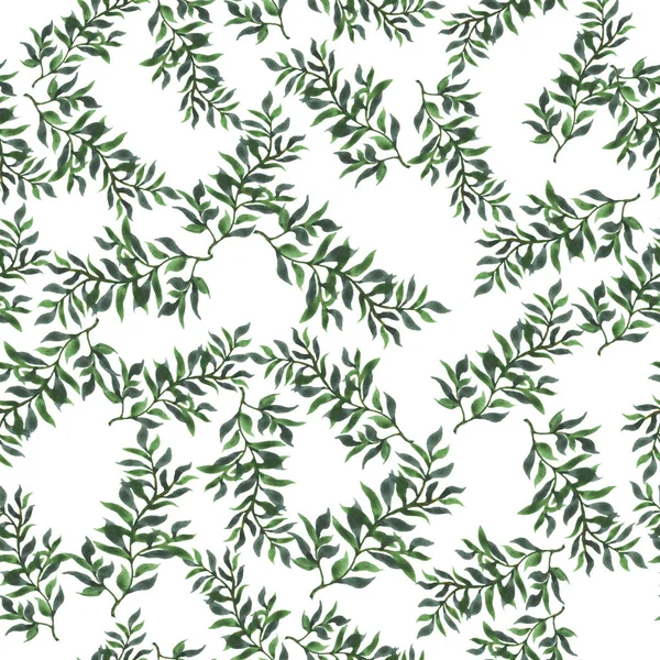 Красива Ілюстрація Весняного Зеленого Листя Безшовний Візерунок Фон — стокове фото