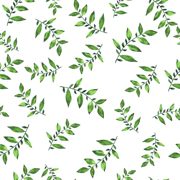 Bella Illustrazione Primavera Verde Foglie Senza Soluzione Continuità Modello Sfondo — Foto Stock