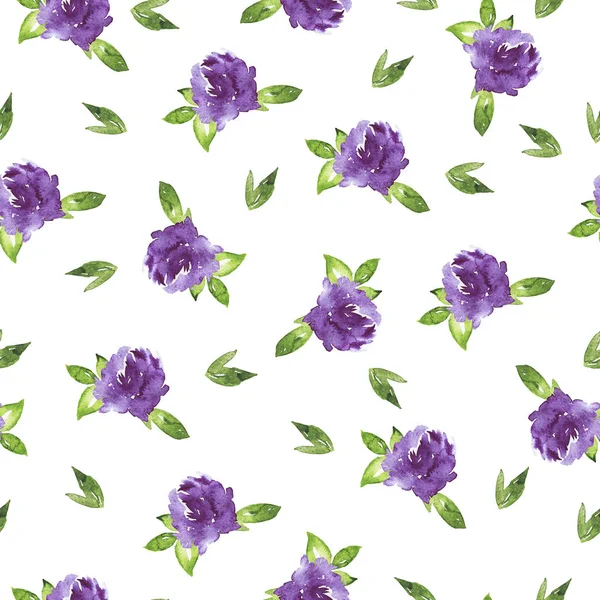 白色背景上的野生紫色花朵无缝图案的美丽例证 — 图库照片