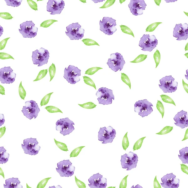 beautiful illustration of wild purple flowers seamless pattern on white background