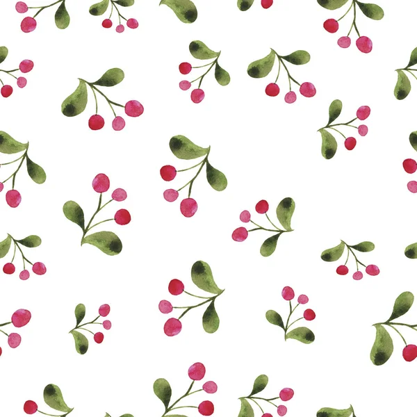 Aquarel Van Wild Roze Bessen Naadloze Patroon Witte Achtergrond — Stockfoto