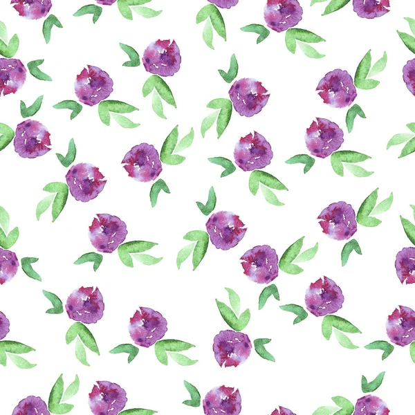 Красивая Иллюстрация Диких Фиолетовых Цветов Бесшовный Узор Белом Фоне — стоковое фото