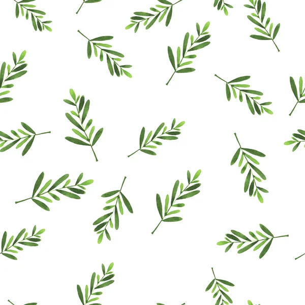 Beautiful Illustration Spring Green Leaves Seamless Pattern Background — Stock Photo, Image