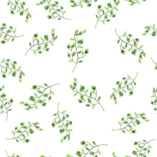 Schöne Illustration Des Frühlings Grüne Blätter Nahtlose Muster Hintergrund — Stockfoto